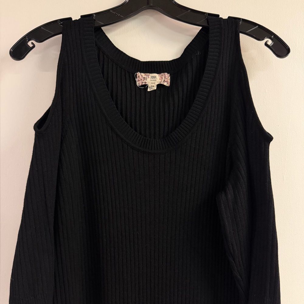NWOT Pink Rose Black Sweater Cold Shoulder Dress Plus Size 1X